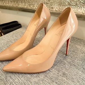 Christian Louboutin So Kate Nude Patent Leather 120mm Pumps Size 37